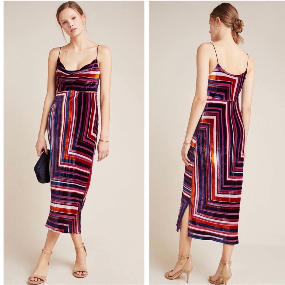 Anthropologie Tina Velvet Slip Midi Dress, Small